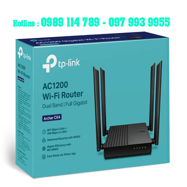 TP-LINK Archer C64 - AC1200 Router WiFi Gigabit MU-MIMO